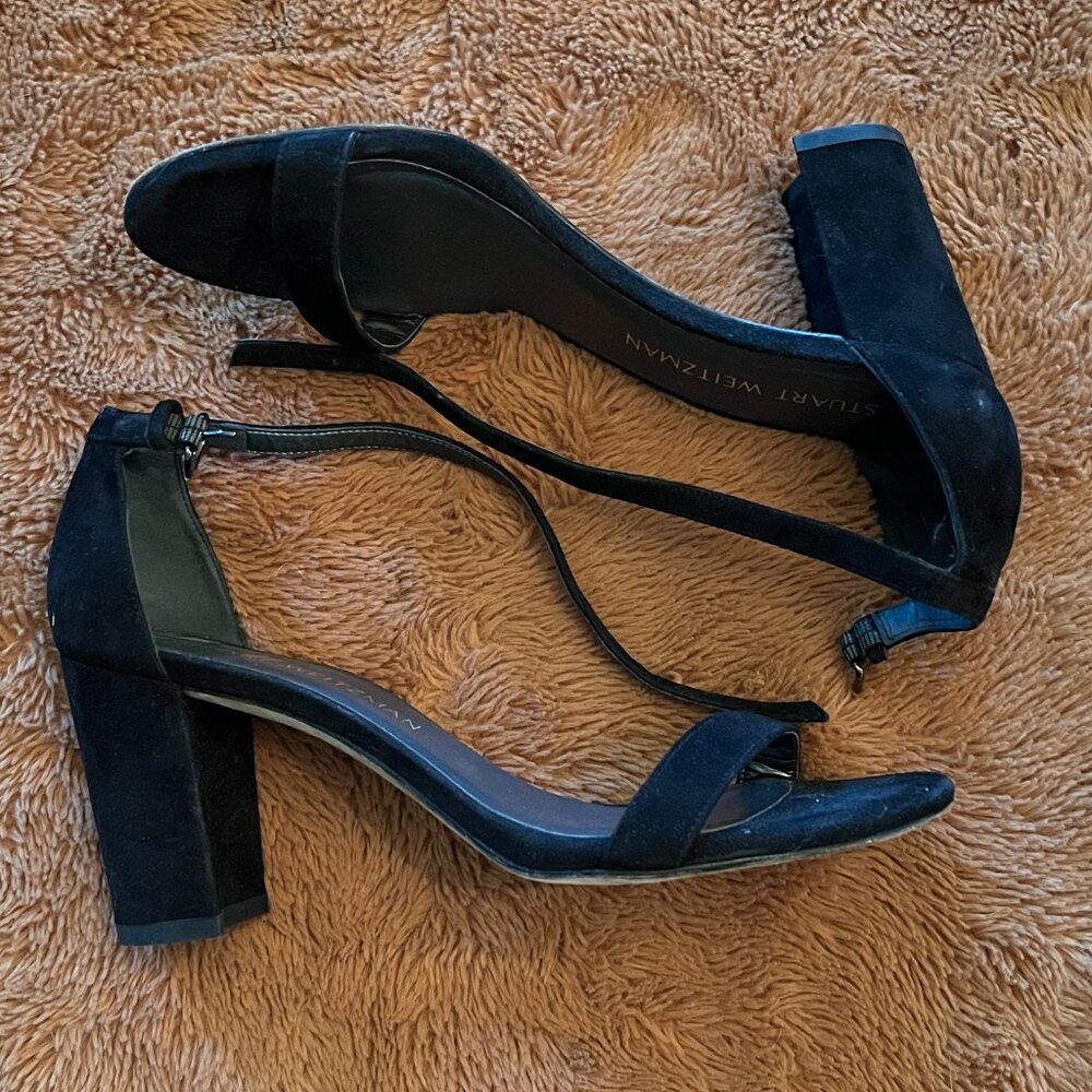 Stuart Weitzman Black Ankle Strap Heels